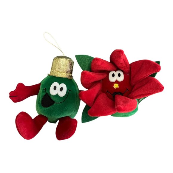 VTG Set of 2 Merry Beans Plush Ornaments – Dandee International Christmas Charac - Picture 1 of 6